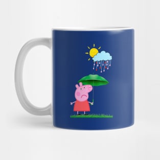 Funny pig with umbrella Mug